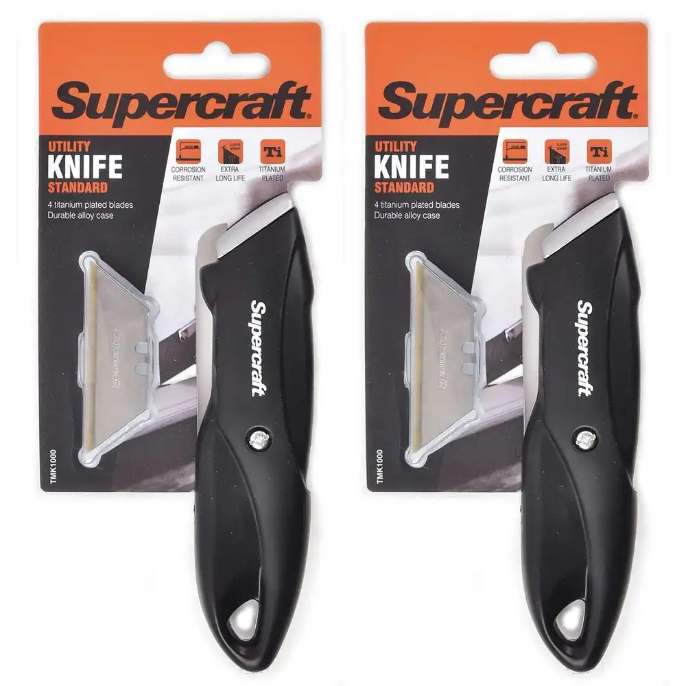 2x Supercraft Multipurpose Standard Ultilty Knife/Box Cutter With 4 Blades Set