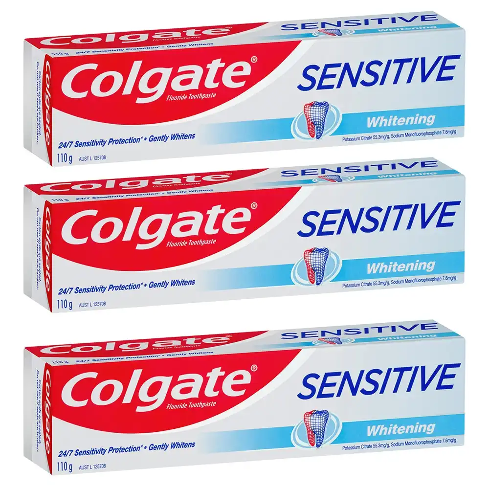3x Colgate 110g Sensitive Fluoride Toothpaste Dental/Oral Care Whitening