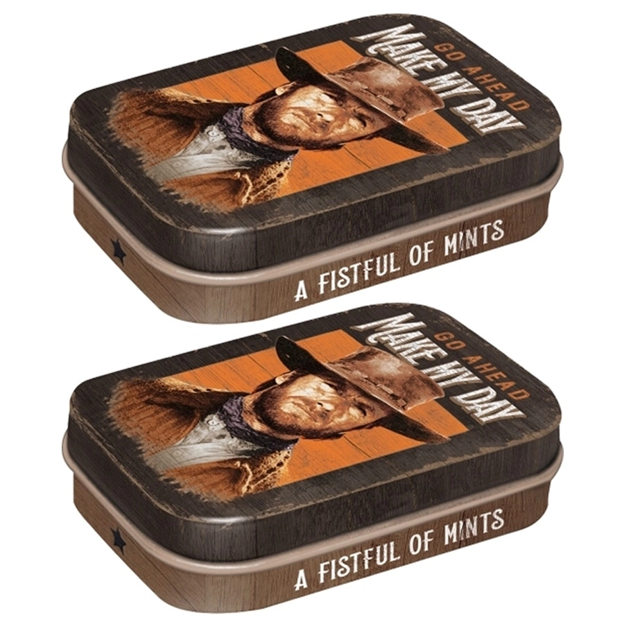 2x Nostalgic Art 6cm Metal Tin Mint Box A Fistful of Mints Fresh Breath Candy