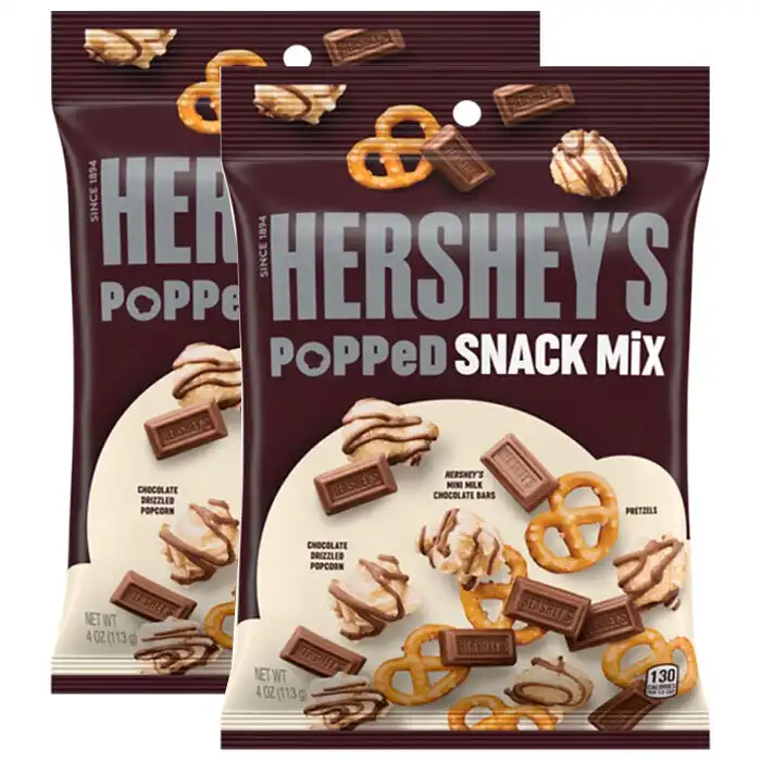 2PK Hersheys 113g Popped Snack/Food Mix Pretzels Popcorn Crunchy Chocolates Bars