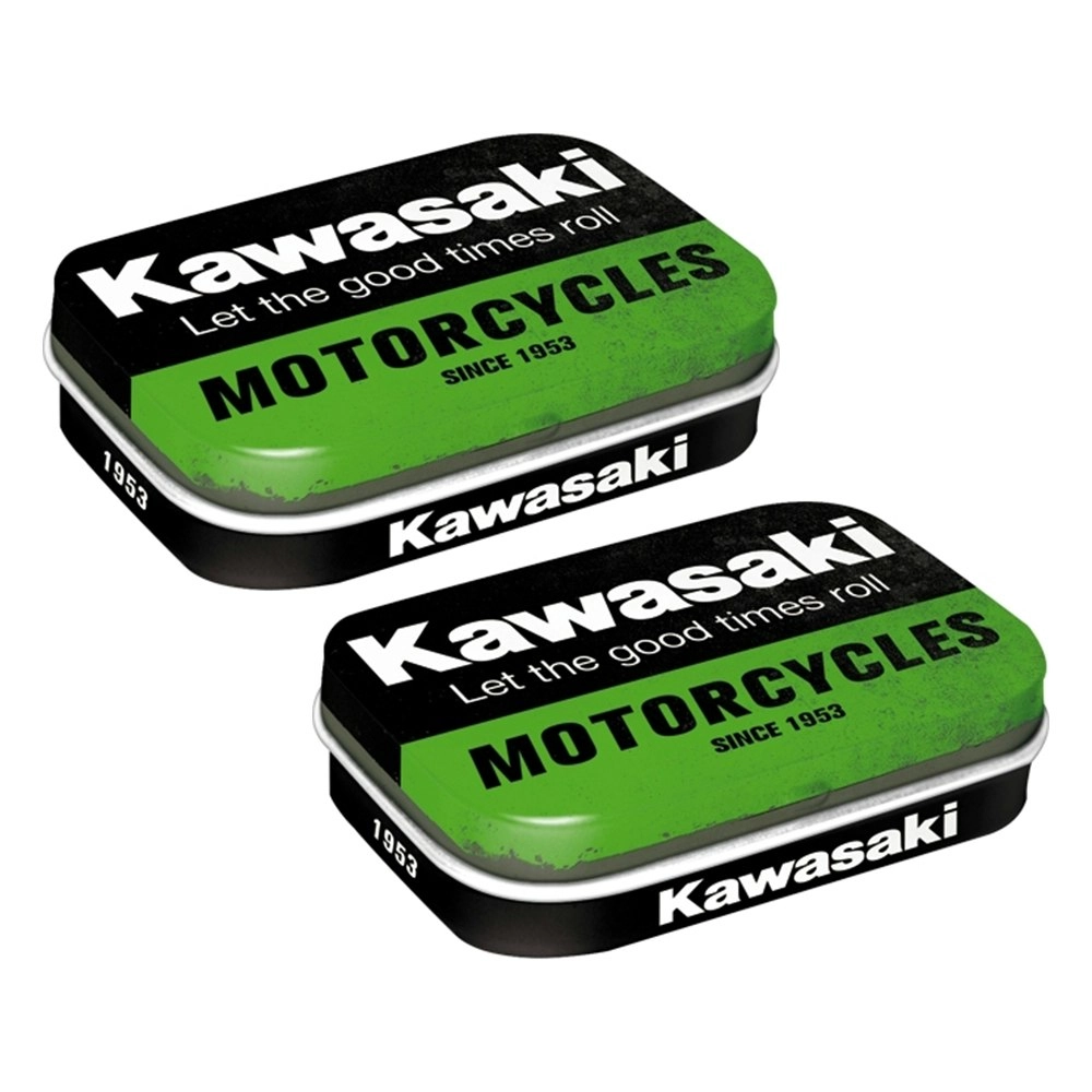 2x Nostalgic Art 4x6cm Metal Mint Box Tin Sugar-Free Candy Kawasaki Motorcycles