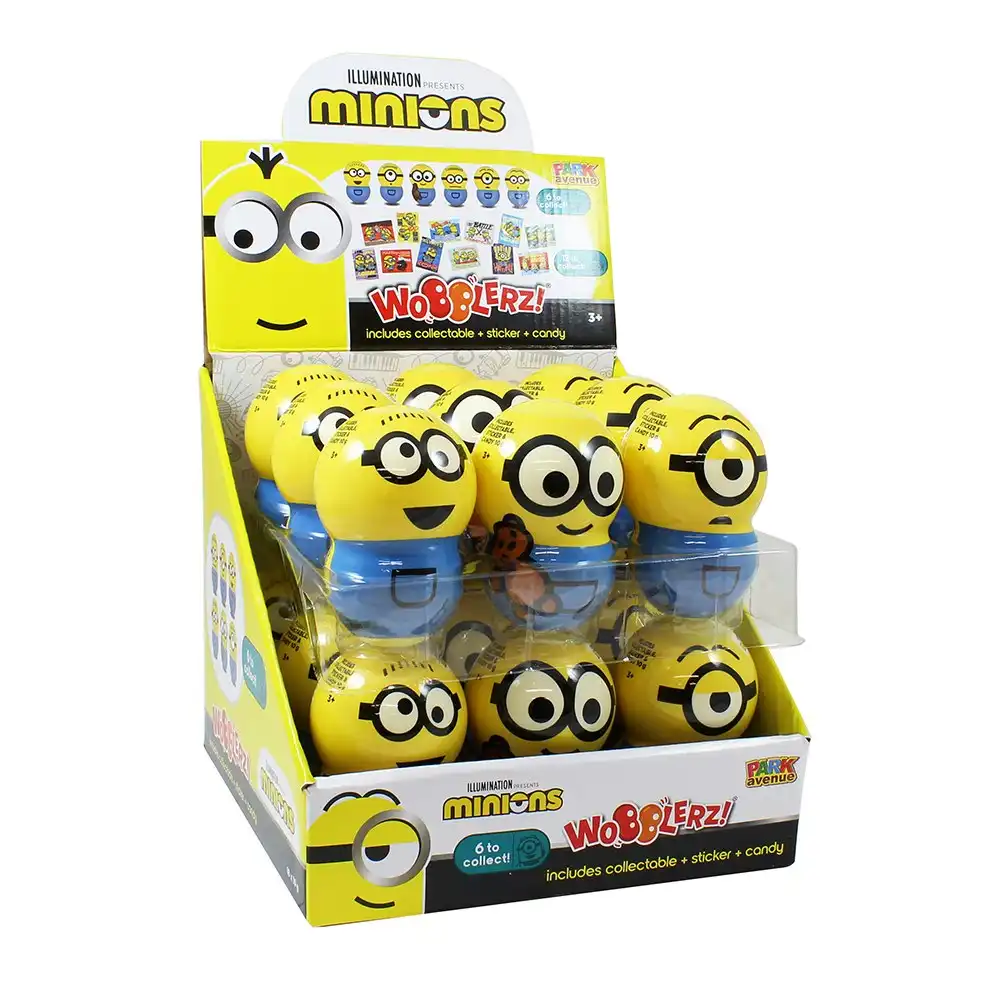 18pc Minions Wobblerz Candy Collection Eggs w/ Sticker 10g Assorted Kids 3y+