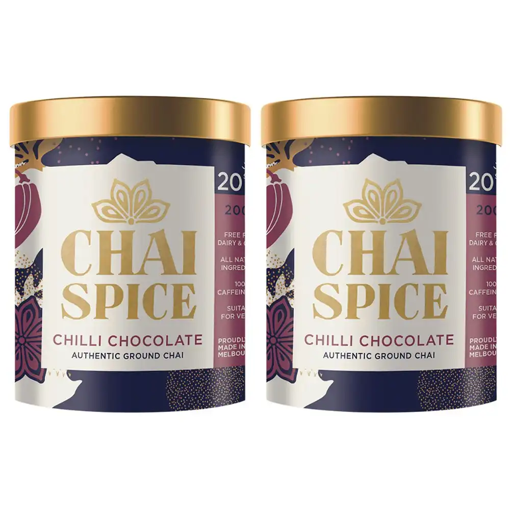 2 x Chai Spice Chilli Chocolate Chai Spiced Hot Drink Blend Tea Ground Tub