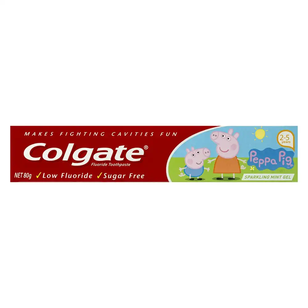 Colgate 80g Low Fluoride Sugar Free Kids 2-5 Years Toothpaste Gel Sparkling Mint