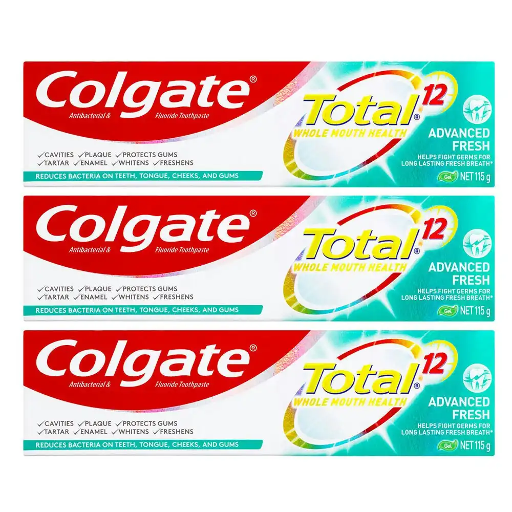 3x 115g Colgate Toothpaste Total Advanced Fresh Dental/Teeth Hygiene/Cleaning