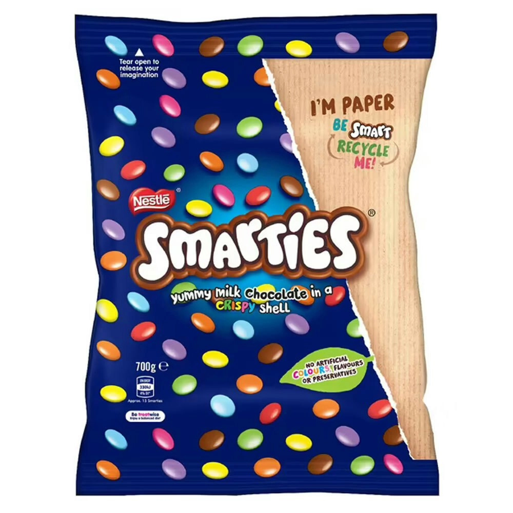 Nestle 700g Smarties Milk Chocolate Crispy Crunchy Shell Candy Sweet Snack Bag