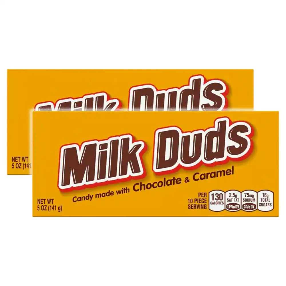 2x Milk Duds Smooth Choclate Caramel Flavour Buttons Sweet Candy Lolly 141g