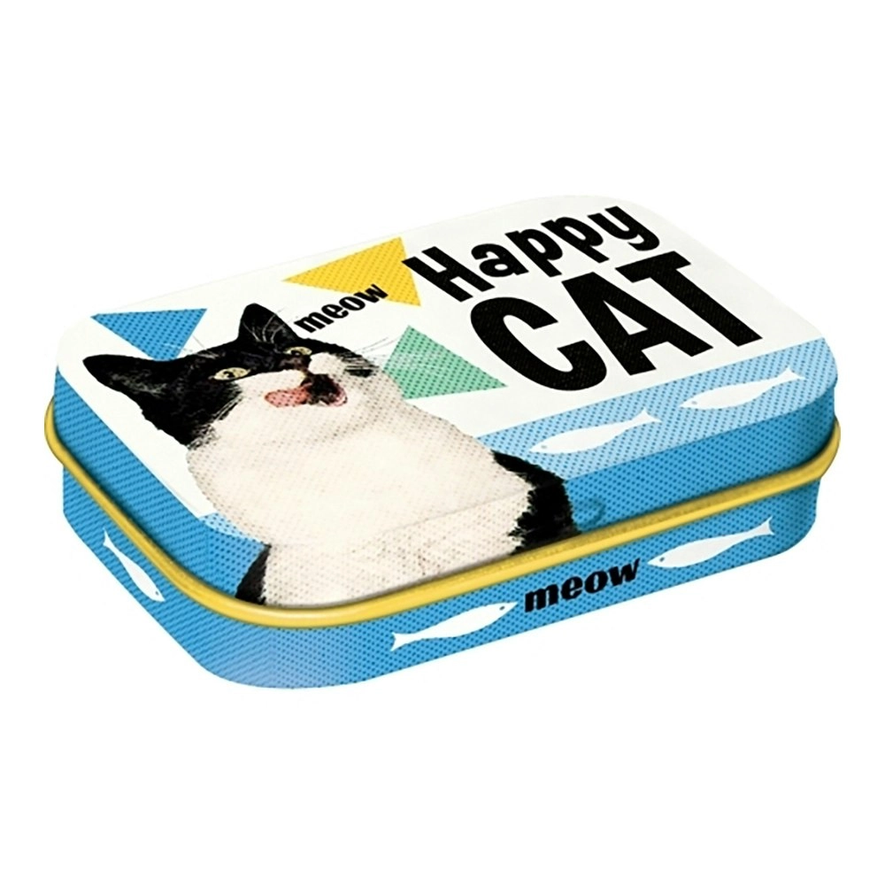 Nostalgic Art 6cm Metal Tin Mint Box Happy Cat Fresh Breath Hard Candy Mints