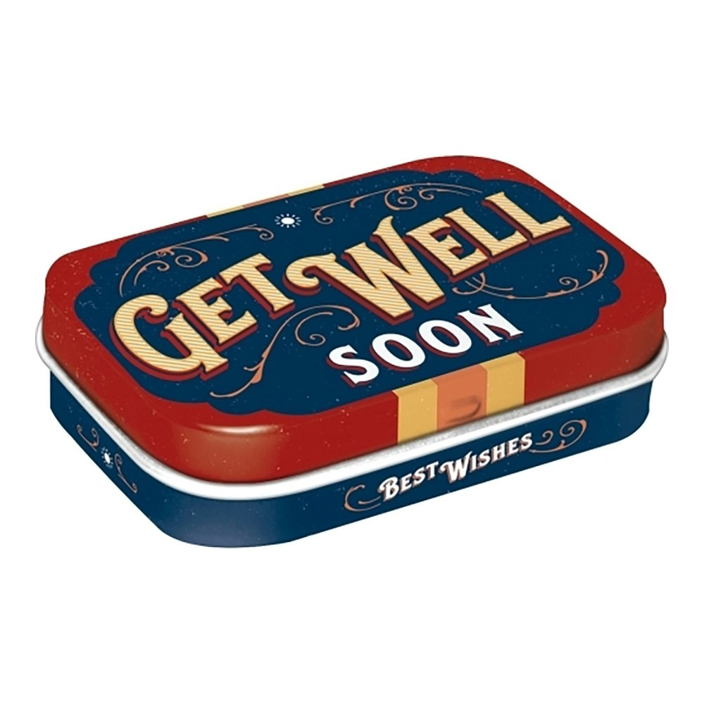 Nostalgic Art 6cm Metal Tin Mint Box Get Well Soon Fresh Breath Hard Candy Mints