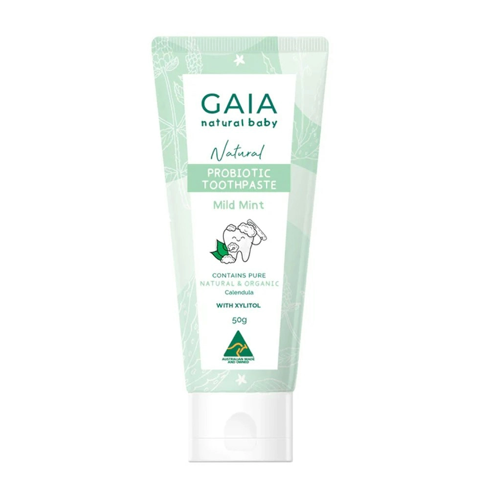 Gaia Natural Baby Oral Care Mild Mint Probiotic Fluoride Free Toothpaste 50g 6m+