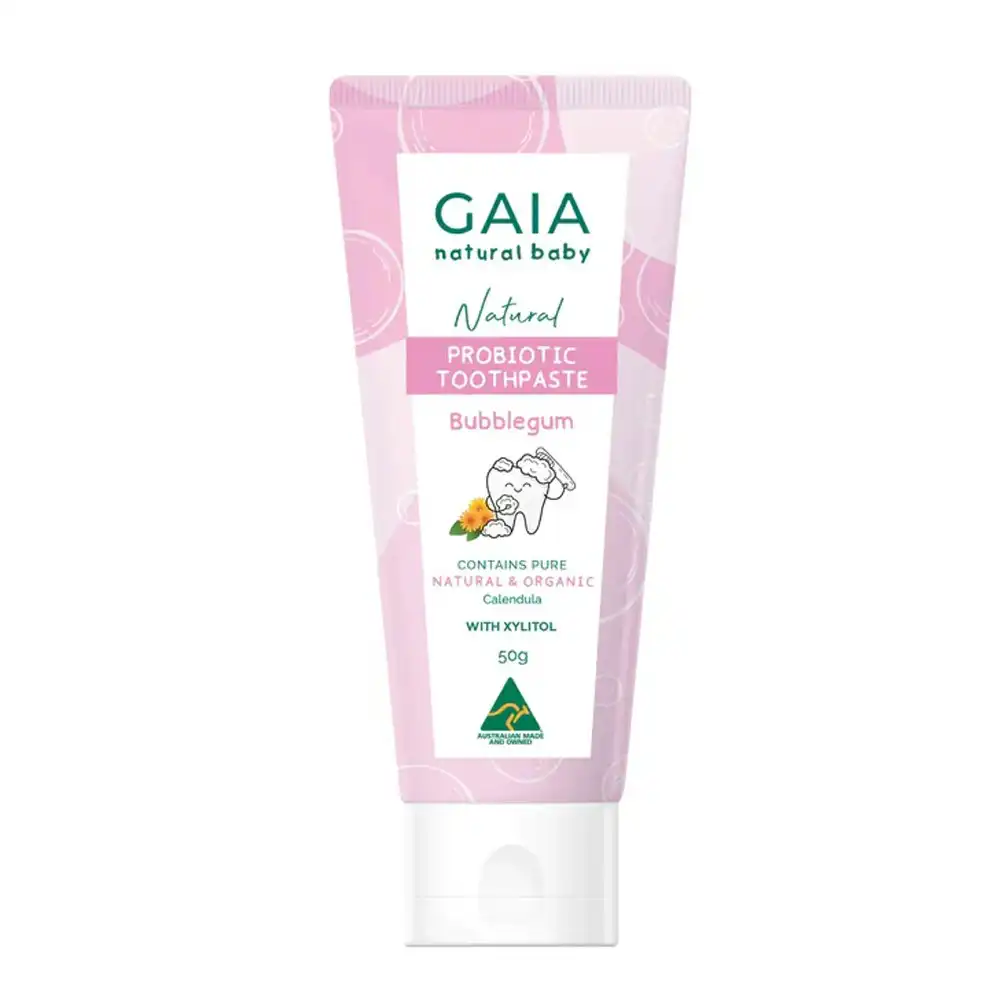 Gaia Natural Baby Oral Care Bubblegum Probiotic Fluoride Free Toothpaste 50g 6m+
