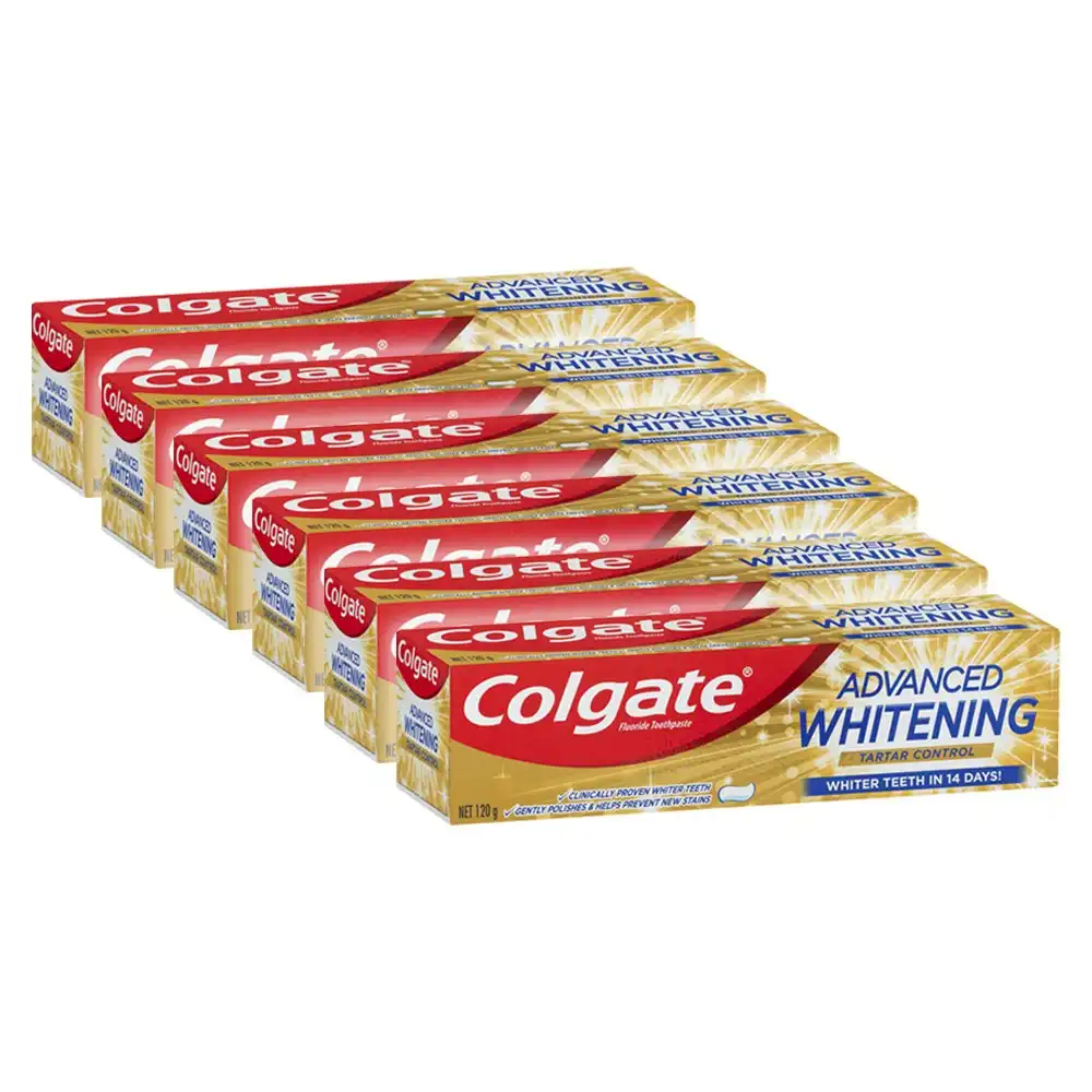 6x Colgate Toothpaste Advanced Whitening Tartar Control 120g Teeth Cleaning