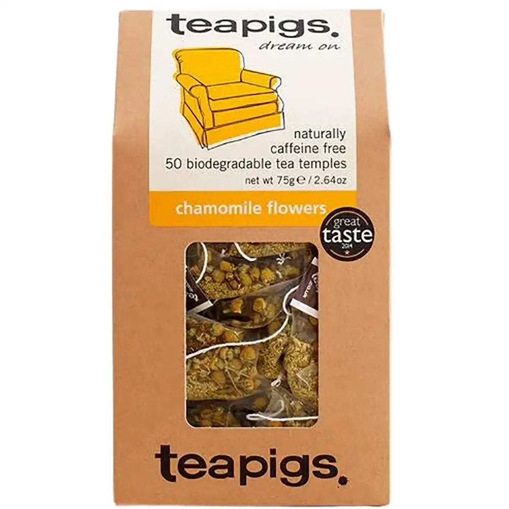 50pc Teapigs Chamomile Yellow Herbal Caffine Free Temples/Tea Bags Hot Drink