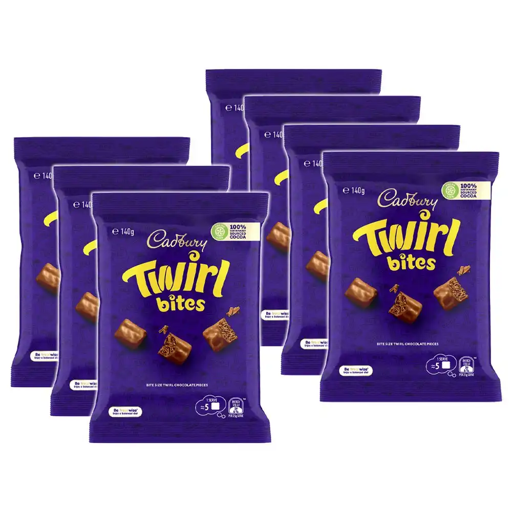 7x Cadbury Dairy Milk Twirl Chocolate Bites/Piece Confectionery Bag Snack 140g