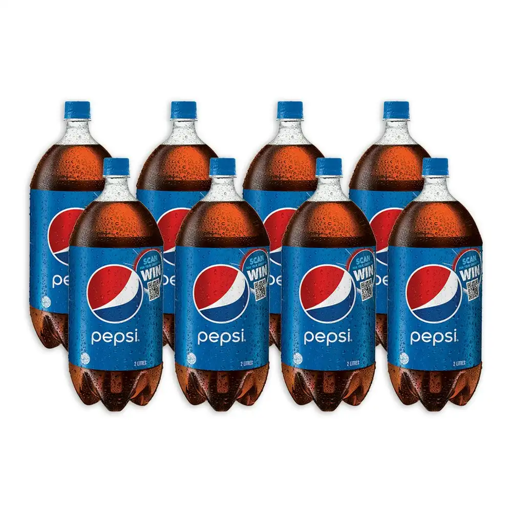 8pc Pepsi Cola Flavoured Soft Drink Sparkling/Carbonated Soda Bottles 2L