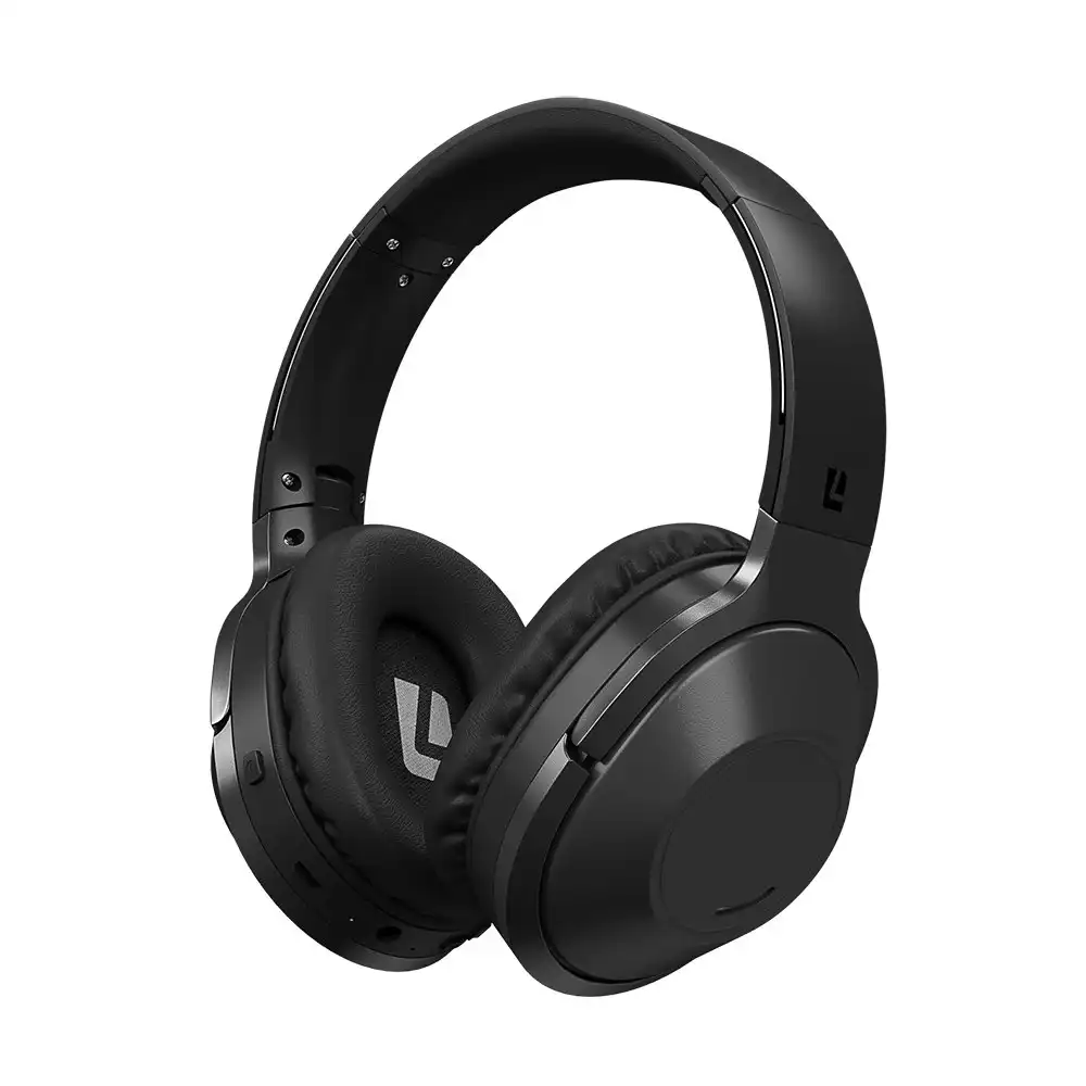 Liquid Ears Wireless/Bluetooth Over-Ear Foldable Headphones w/Built-In Mic Black