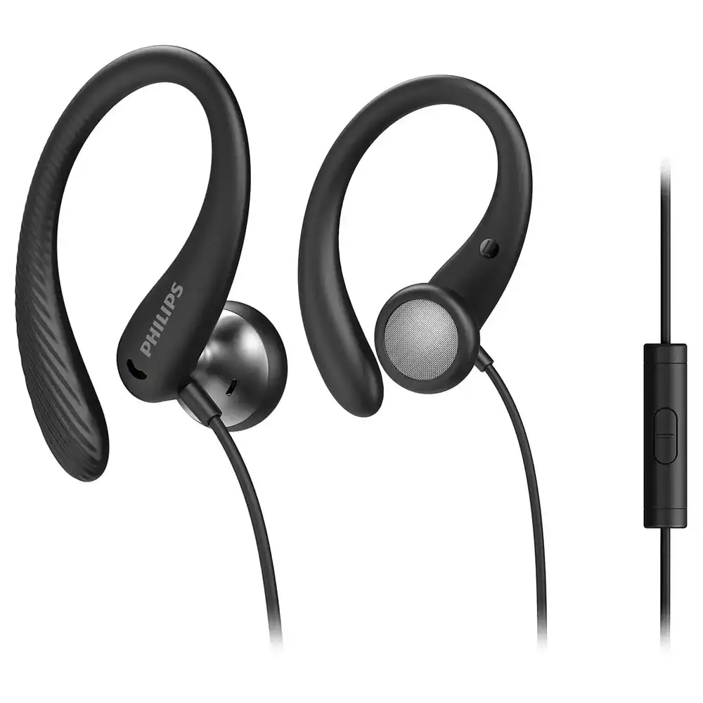Philips EarHook Ear-Bud Sports Earphones/Headphones w/ Mic 1.2m Cable 3.5mm Jack