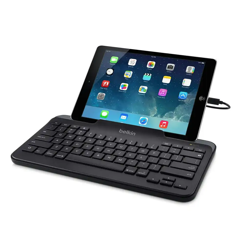 Belkin Wired Keyboard w/ Stand MFI Lightning Connector For Apple iPad Black