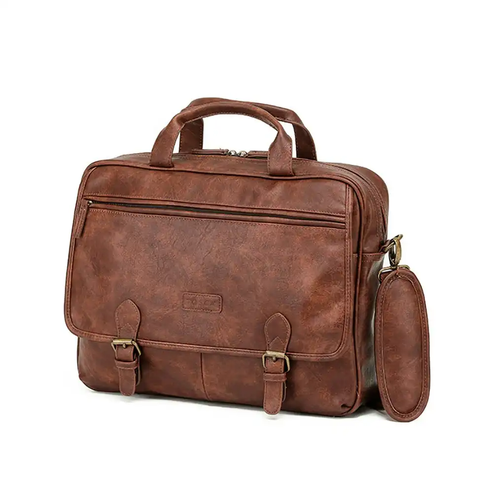 Tosca Vegan Leather 13" Laptop Pouch Professional Briefcase/Messenger Bag Brown