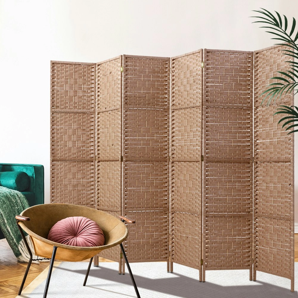 Artiss 6 Panel Room Divider Screen 245x170cm Woven Natural