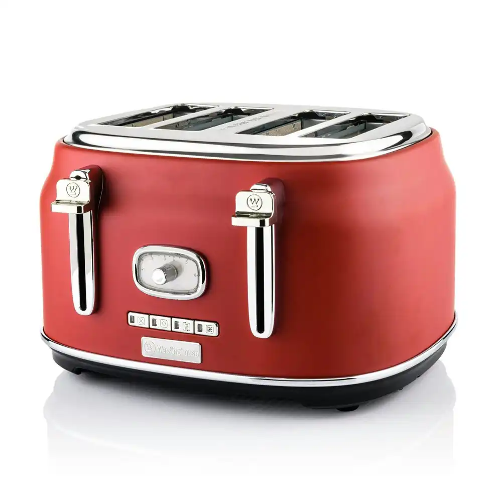 Westinghouse Retro Series 1750W Electric 4 Slice Toaster w/Warming Rack Red