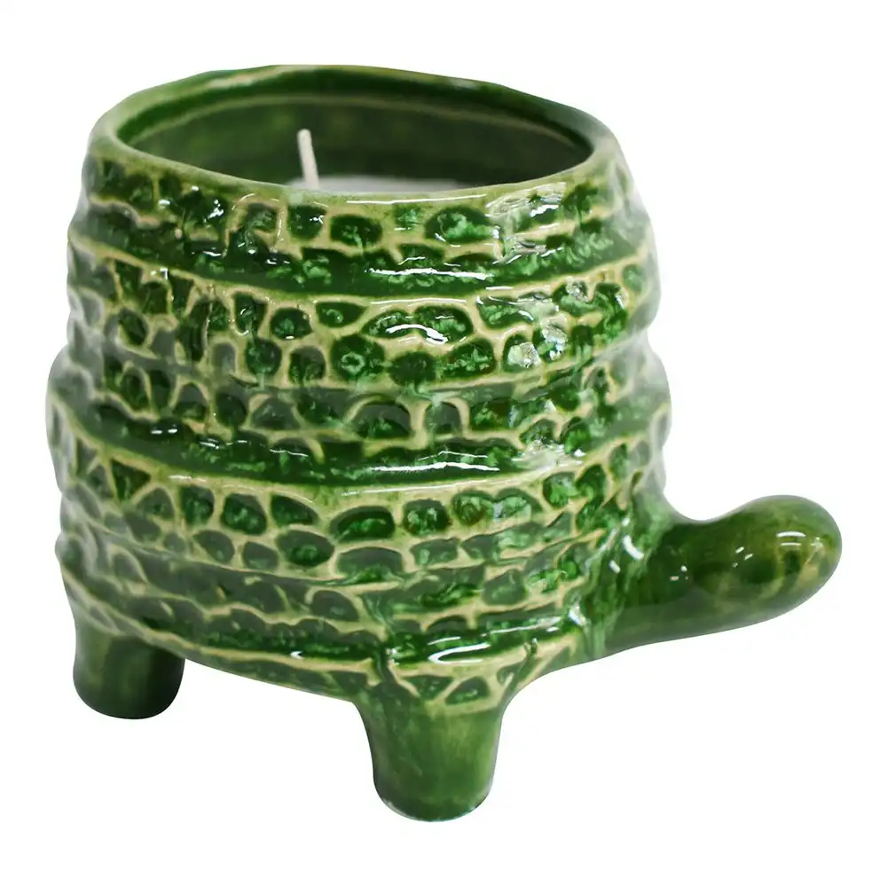 Ceramic 12cm Scented Tealight Candle Turtle Barnacle Juniper Home Fragrance GRN