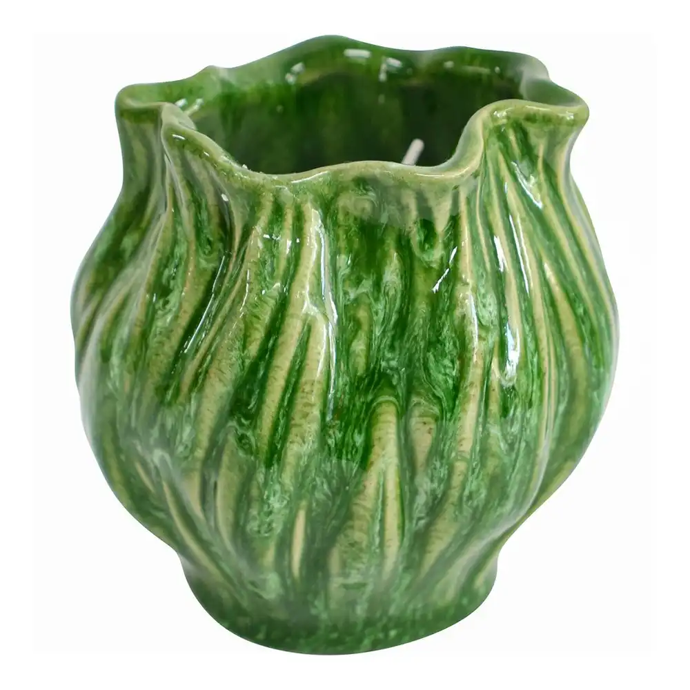 Ceramic 10cm Scented Tealight Candle Bud Juniper Home Fragrance Decor Green
