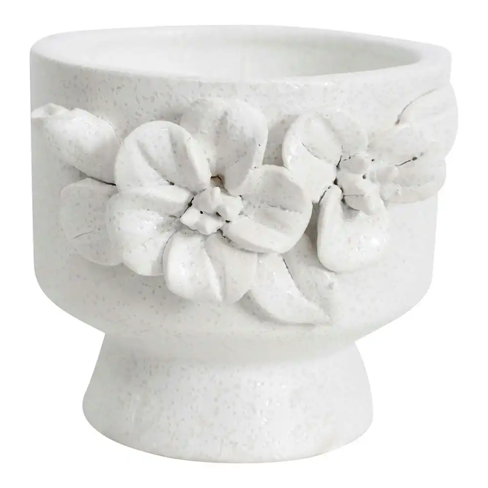 Ceramic 10.5cm Tealight Candle Holder Organic Leaf Home Decor Irustic White