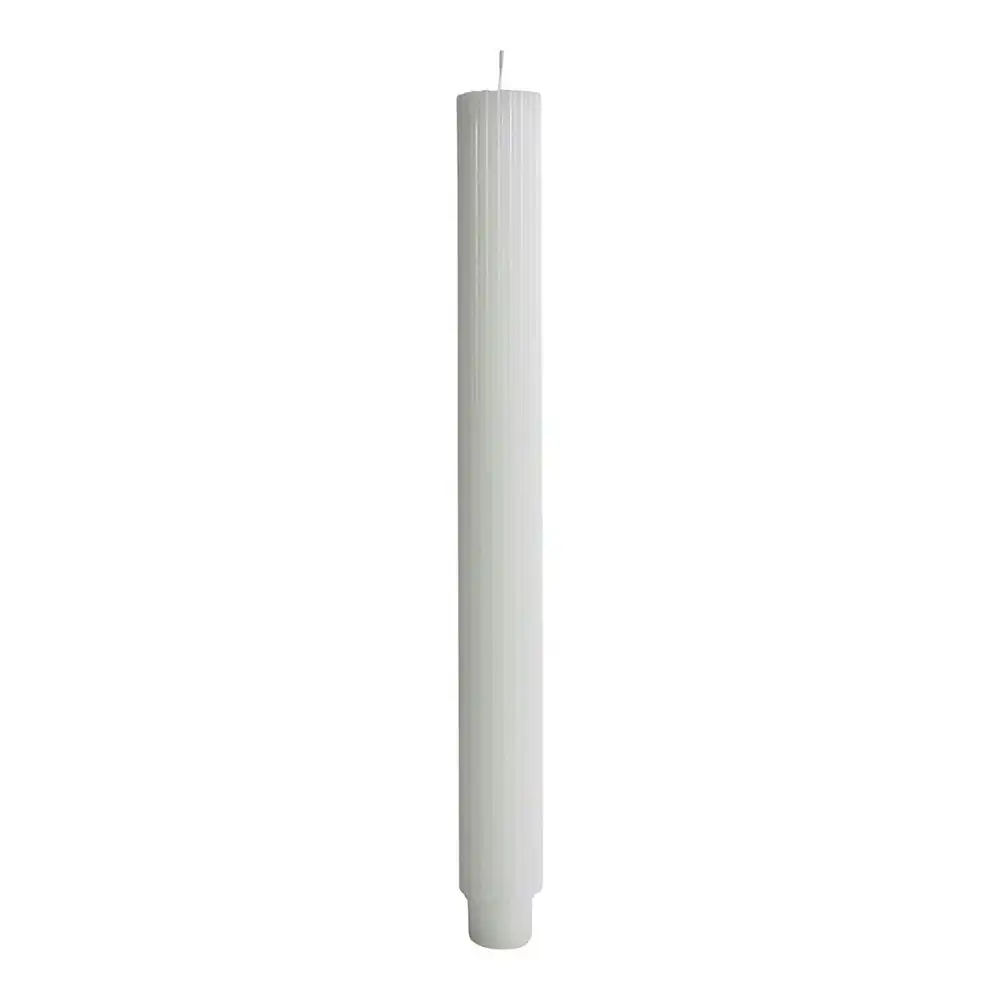 Ribbed Elegant 27cm Unscented Wax Taper Stick Candle Display Home Decor White