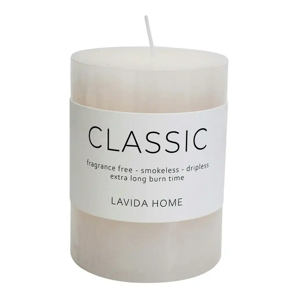 Natural Wax Unscented 7.5x10cm Classic Pillar Candle Fragrance Free Decor White