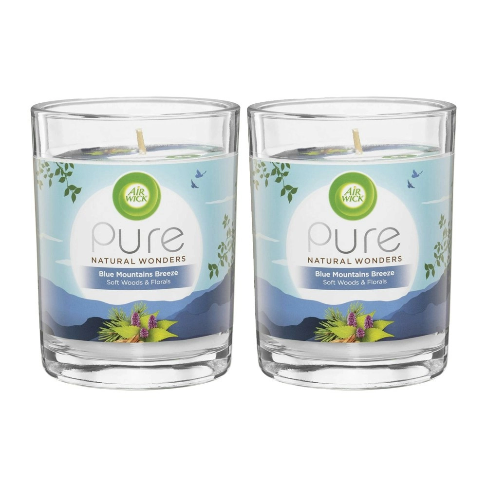 2PK Air Wick Pure Natural Wonders Scented Candle Blue Mountains Breeze Decor