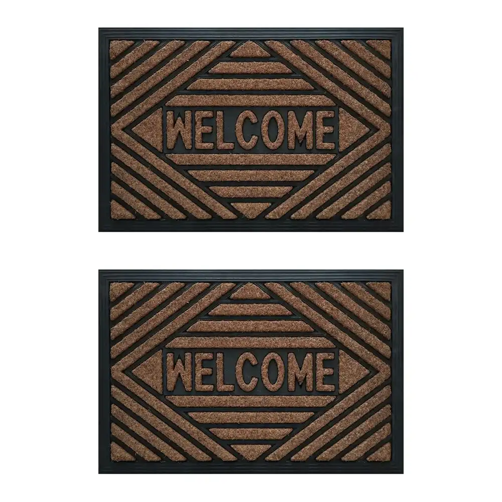 2PK Solemate Embossed Welcome 40x60cm Stylish/Durable Outdoor Front Doormat