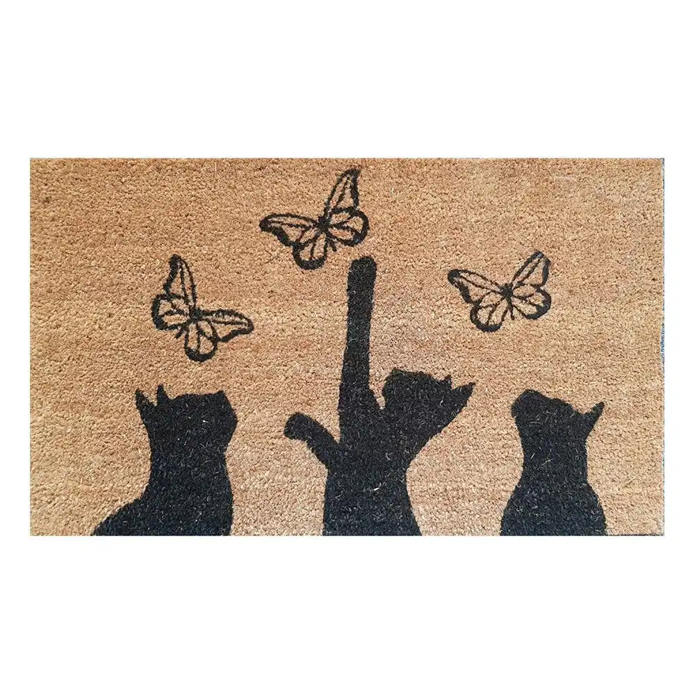 Solemate Latex B Kitten Butterfly Mat 45x75cm Fair Trade  Pets Natural & Black