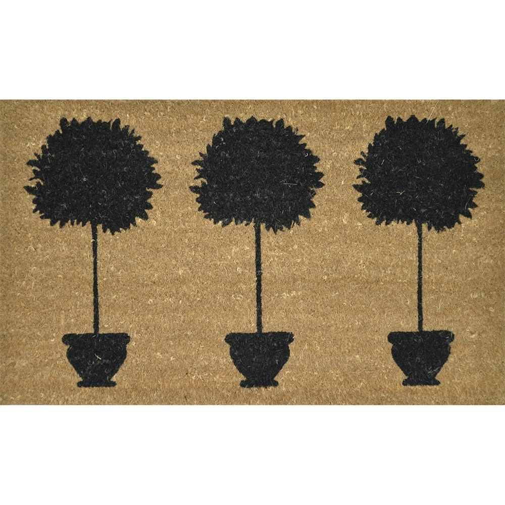 Solemate Latex Bk CTopiary Trees Mat 45x75cm Fair Trade Designer Natural & Black