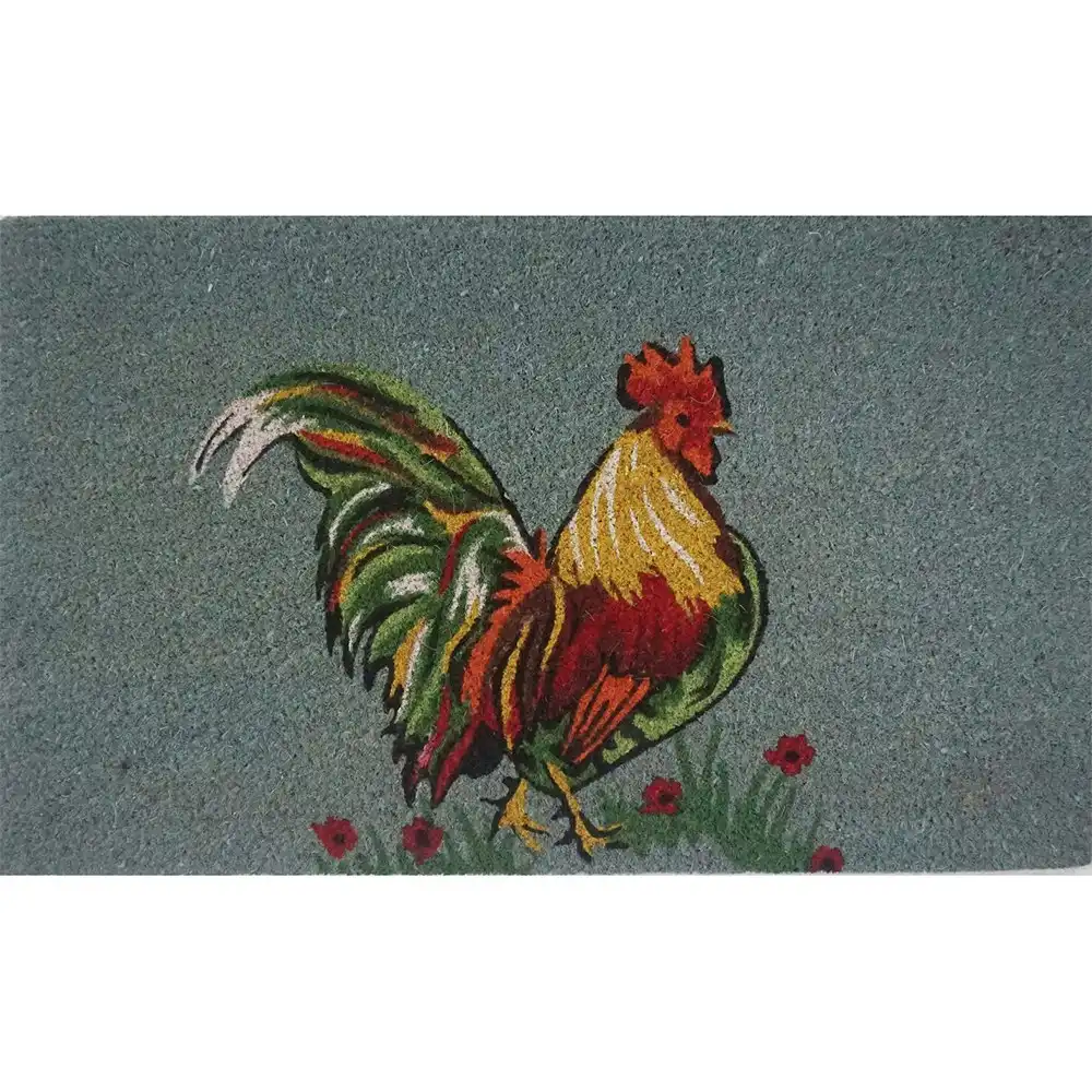 Solemate Latex Backed Coir Rooster 45x75cm Slimline Outdoor Stylish Doormat