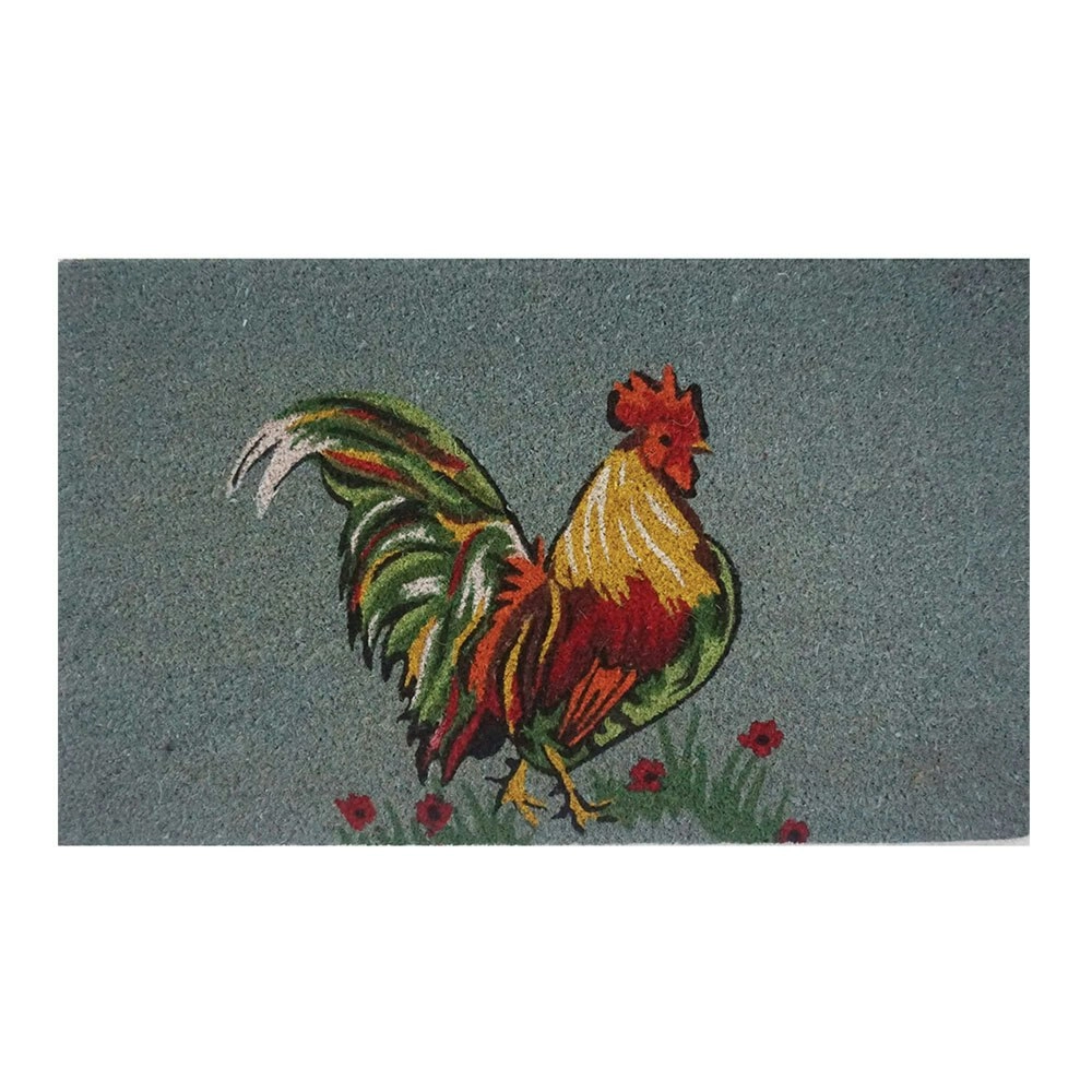 Solemate Latex Backed Coir Rooster 45x75cm Slimline Outdoor Stylish Doormat