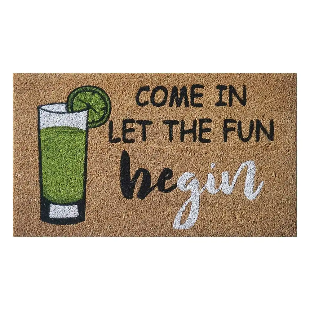 Solemate Latex Back Coir Fun Be-Gin 45x75cm Slimline Outdoor Stylish Doormat