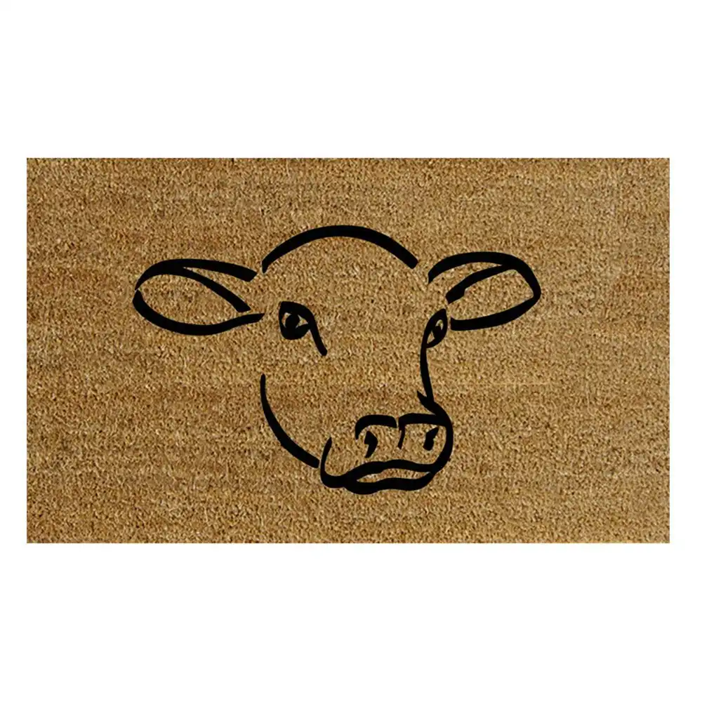 Solemate Latex Backed Coir Cow Design 45x75cm Slim Outdoor Stylish Doormat