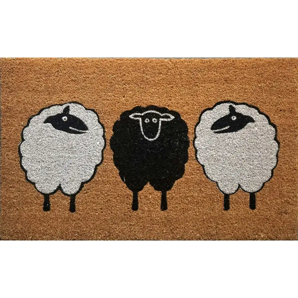 Solemate Latex Backed Coir 3 Sheep 45x75cm Slimline Outdoor Stylish Doormat