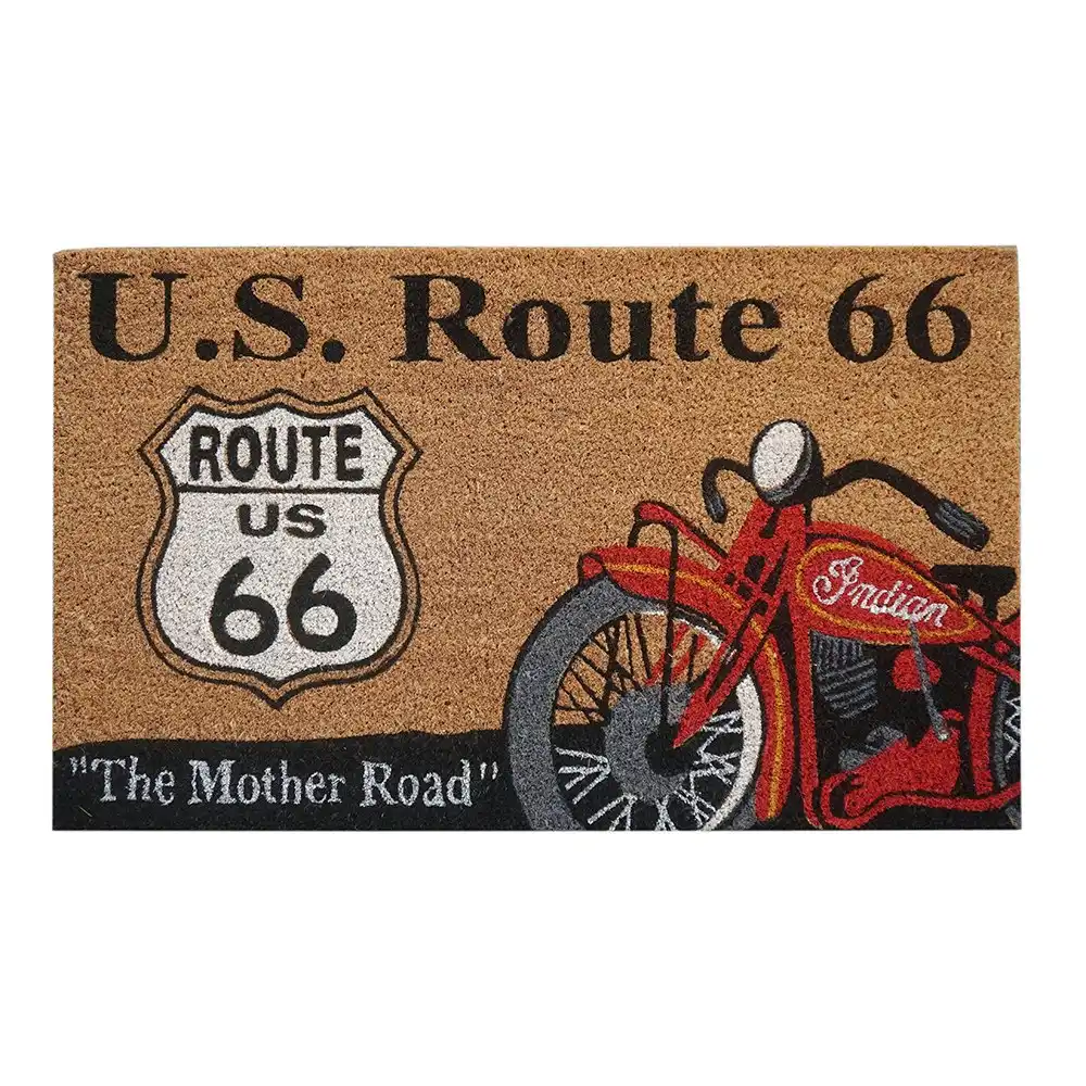 Solemate Latex Backed Coir Route 66 45x75cm Slimline Outdoor Stylish Doormat