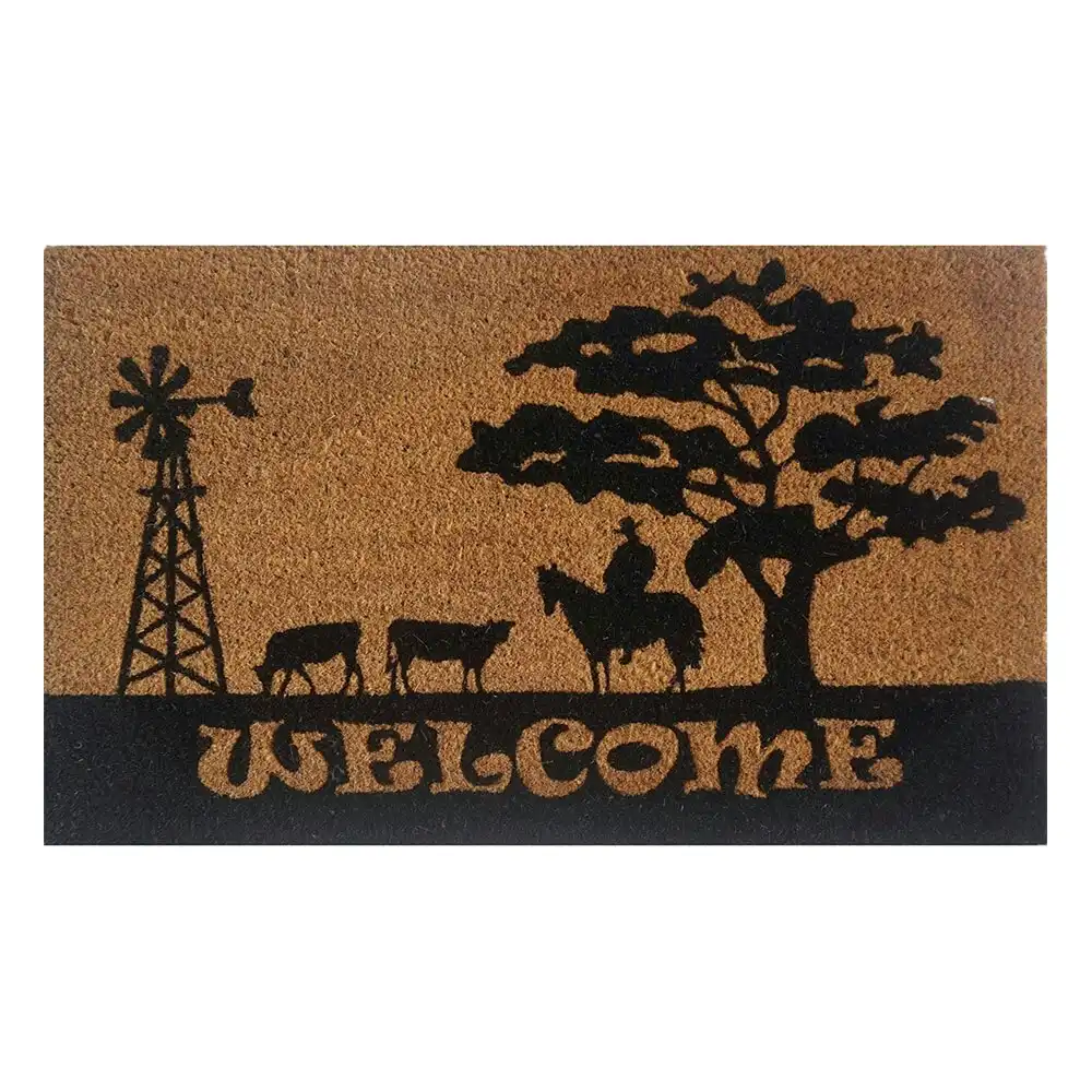Solemate Latex Backed Coir Welcome Country 45x75cm Slimline Outdoor Doormat