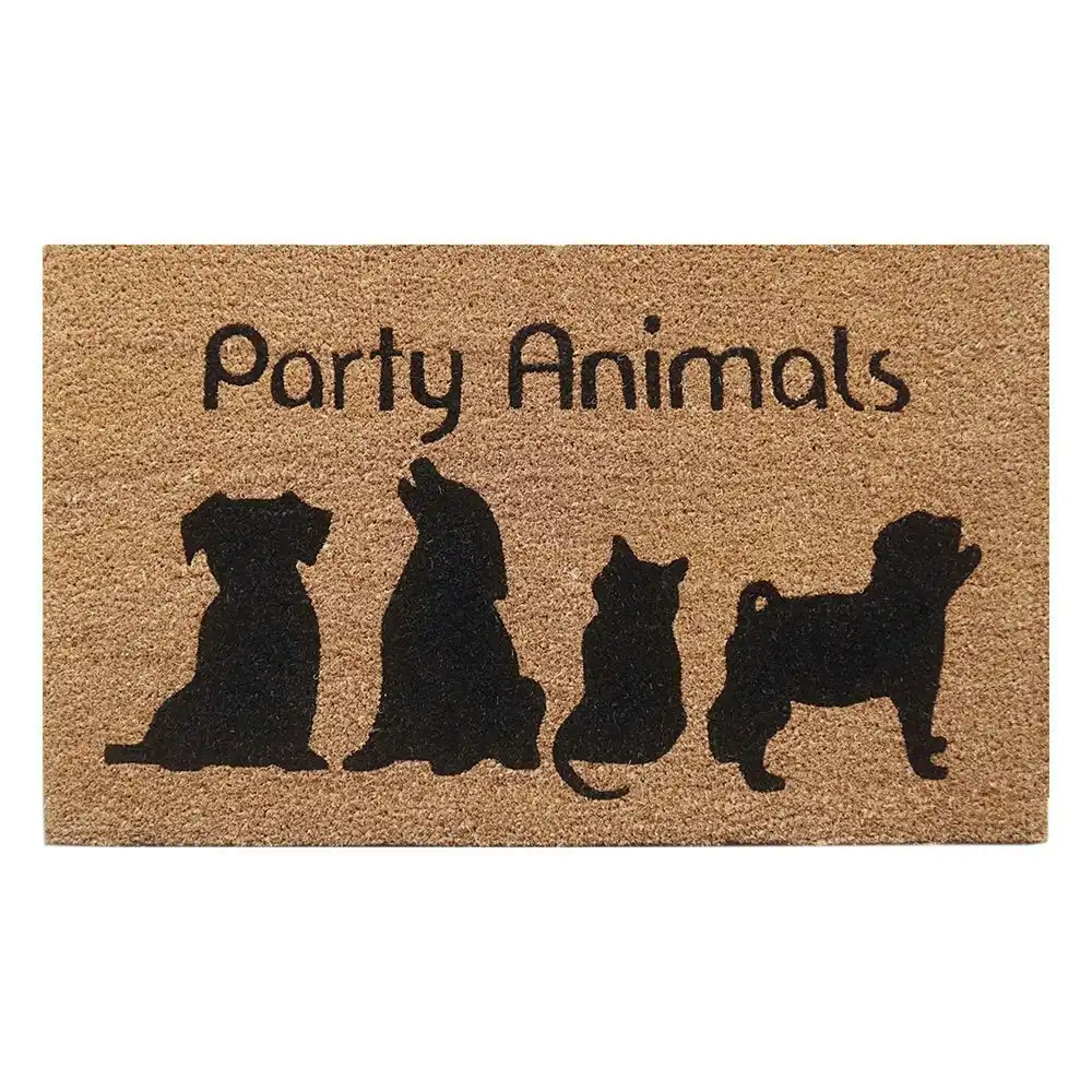 Solemate Latex Backed Coir Party Animals 45x75cm Slimline Outdoor Doormat