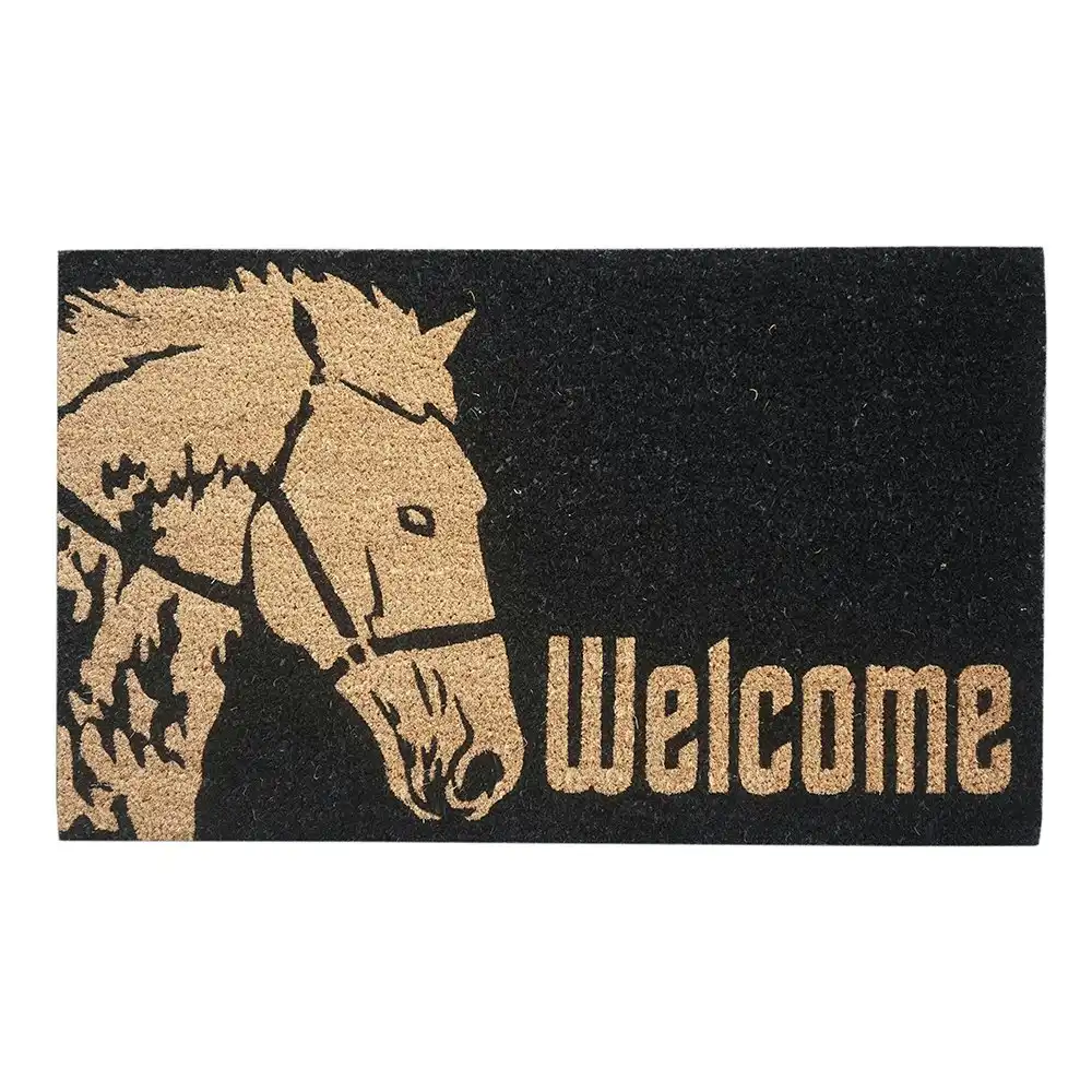 Solemate Latex Backed Coir Horse Welcome 45x75cm Slimline Outdoor Doormat