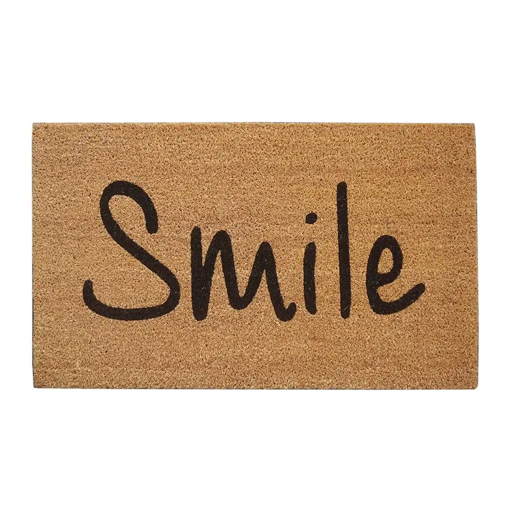 Solemate Latex Backed Coir Smile 45x75cm Slimline Outdoor Stylish Doormat