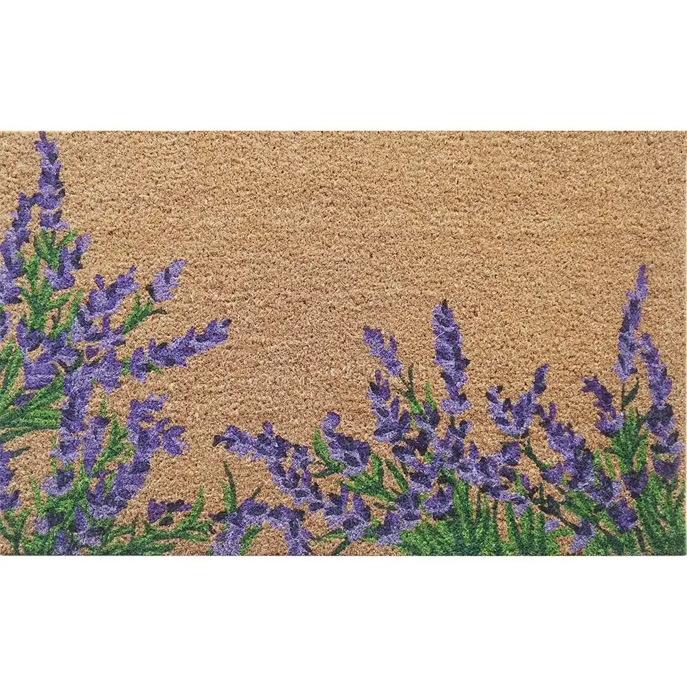 Solemate Latex Backed Coir Lavender Bush 45x75cm Slimline Outdoor Doormat