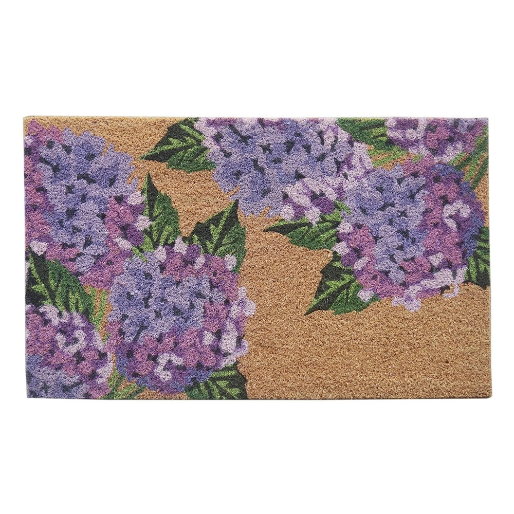 Solemate Latex Backed Coir Hydrangea 45x75cm Slim Outdoor Stylish Doormat