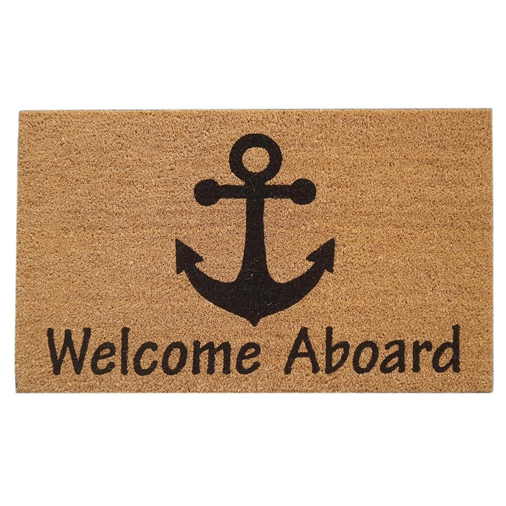 Solemate Latex Backed Coir Welcome Aboard 45x75cm Slimline Outdoor Doormat