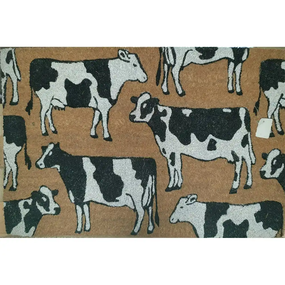 Solemate Latex Backed Coir Dairy Cows 45x75cm Slim Outdoor Stylish Doormat