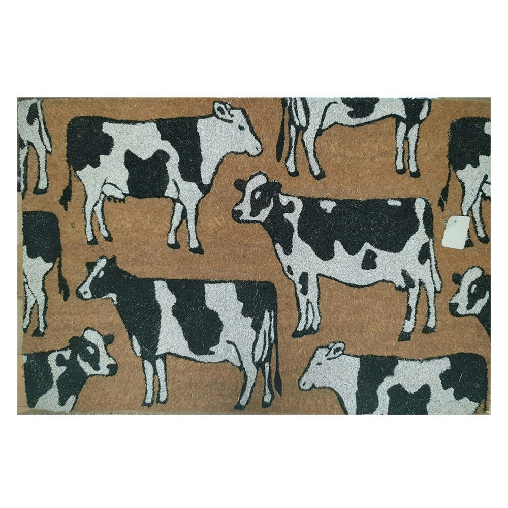 Solemate Latex Backed Coir Dairy Cows 45x75cm Slim Outdoor Stylish Doormat