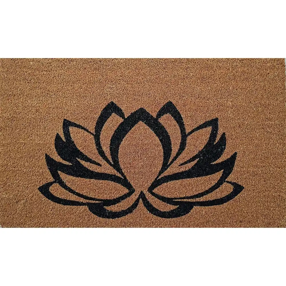 Solemate PVC Backed Coir Lotus Flower 45x75cm Slim Outdoor Stylish Doormat